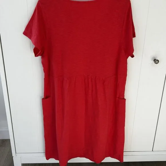 J.Jill Knit V-Neck Dress Size LP Large Petite Pockets 100% Cotton Short Sleeve - Picture 10 of 10